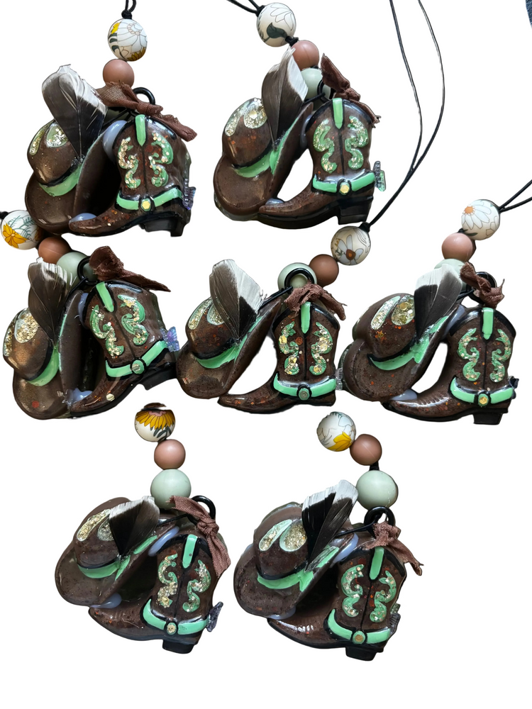 Cowgirl car freshener Brown/Green Accents (sold separately) - scent of your choice!