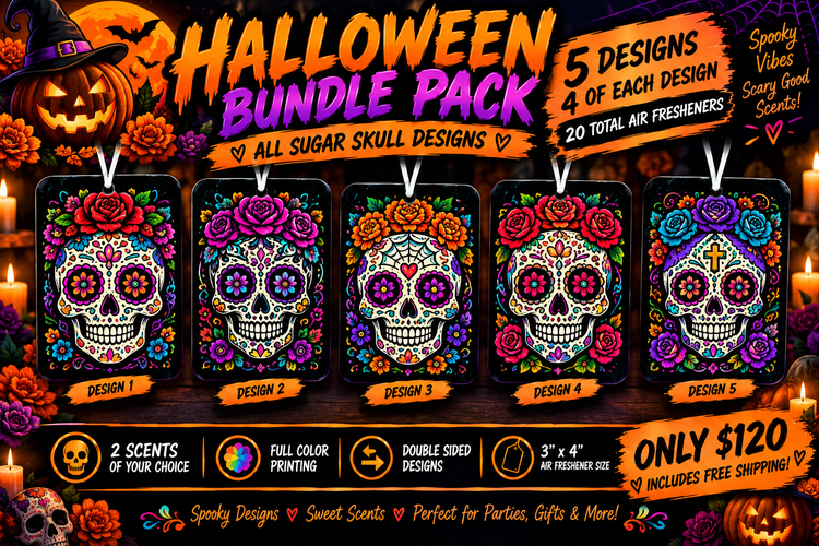 A+ Party packs - 20 air fresheners, double sided, full color, you pick the design, 2 scents per pack